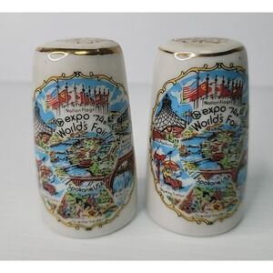 1974 World's Fair Expo Spokane Ceramic Salt & Pepper Shakers Vintage Japan